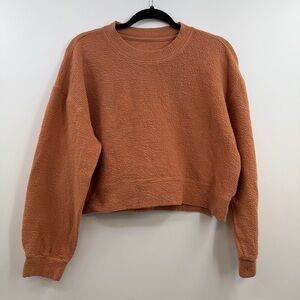 Lululemon Textured Cropped Pullover crew sweatshirt women's 12 Terra Cotta boxy